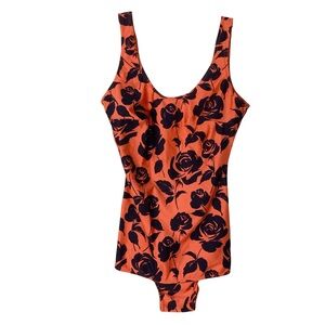 VARIATIONS Swimsuit 1-Piece US8 Floral Coral/Orange-Black